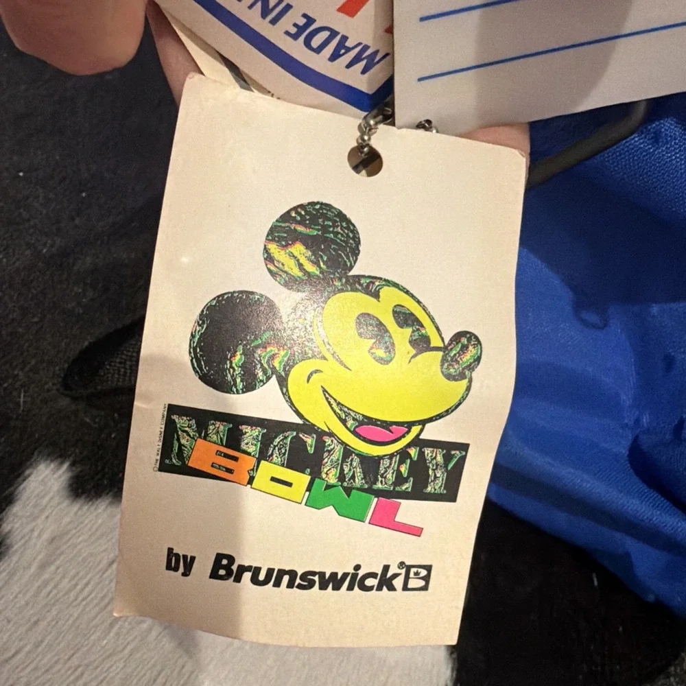 Vintage Mickey Bowl Mouse Brunswick Bowling Bag Blue Yellow Neon‎ 90s USA RARE